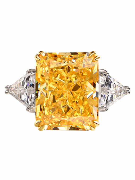 Yellow [R 1114] 925 Sterling Silver High Carbon Diamond Yellow Geometric Dainty Ring